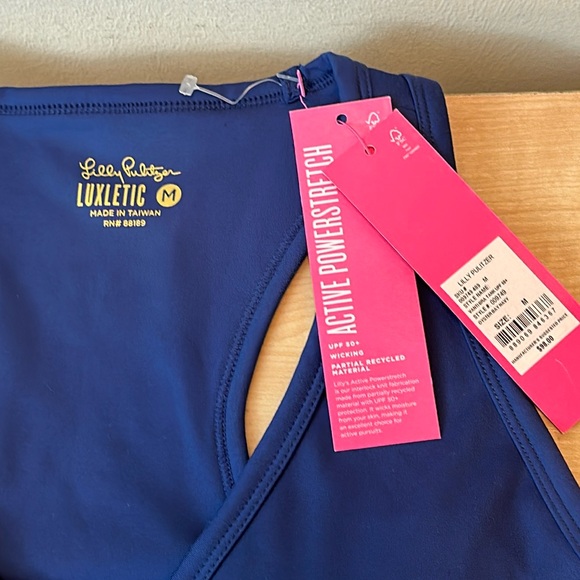 Lilly Pulitzer Luxletic Oyster Bay Navy Vanti UPF 50+ Bra Tank Top - Medium - Picture 3 of 6